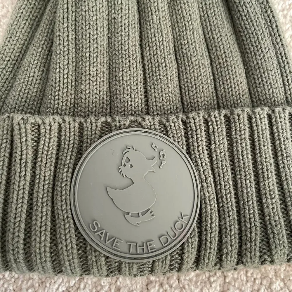 Save the Duck Green Ribbed Beanie Doyle Hat Cotton